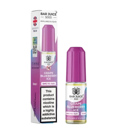 GRAPE BLUEBERRY ICE 10ML E LIQUID NICOTINE SALT BY BAR JUICE 5000 – 5MG|10MG|20MG