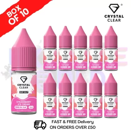 Strawberry ICE Cream Crystal Clear Nic Salt Box Of 10 – Only £17.99