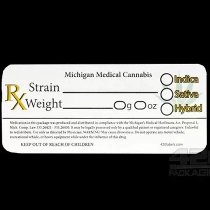 Michigan Medical Labels w/ Compliant Logo | 3in x 1in – Rectangle – 1000 Count