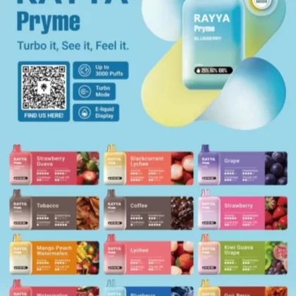 RAYYA PRYME BY ELF BAR DISPOSABLE VAPE POD 3,000 PUFFS - Blackcurrant Lychee, Blueberry