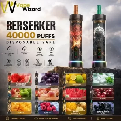 MFU Shisha X1 40000 Puffs Disposable Vape - Berry Ice, Blackcurrant; Vape Product, Box of 5pcs