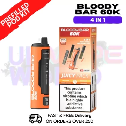 Juicy Pack Bloody Bar 60k Prefilled 4 In 1 Pod Vape Kit