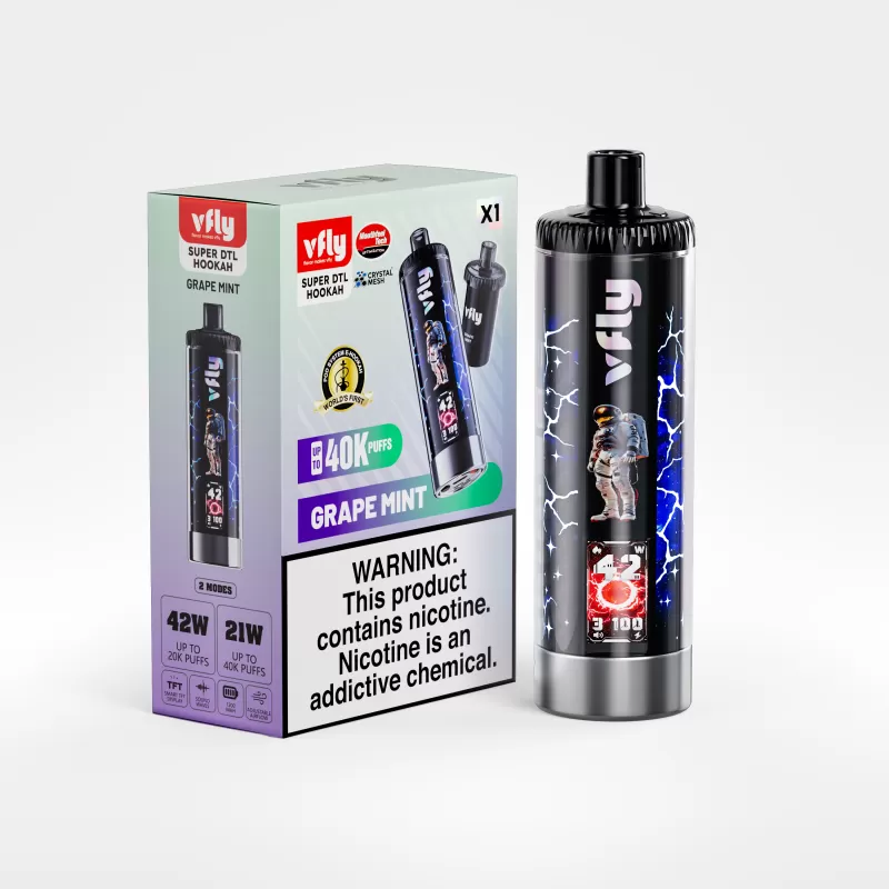 VFLY Super DTL Hookah 40K Disposable E-Hookah KIT - 40000 Puffs - Grape Mint - Image 2