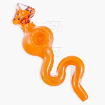 Frit Snake Hand Pipe w/ Swirls | 5in Long – Glass – Assorted - Vape Store