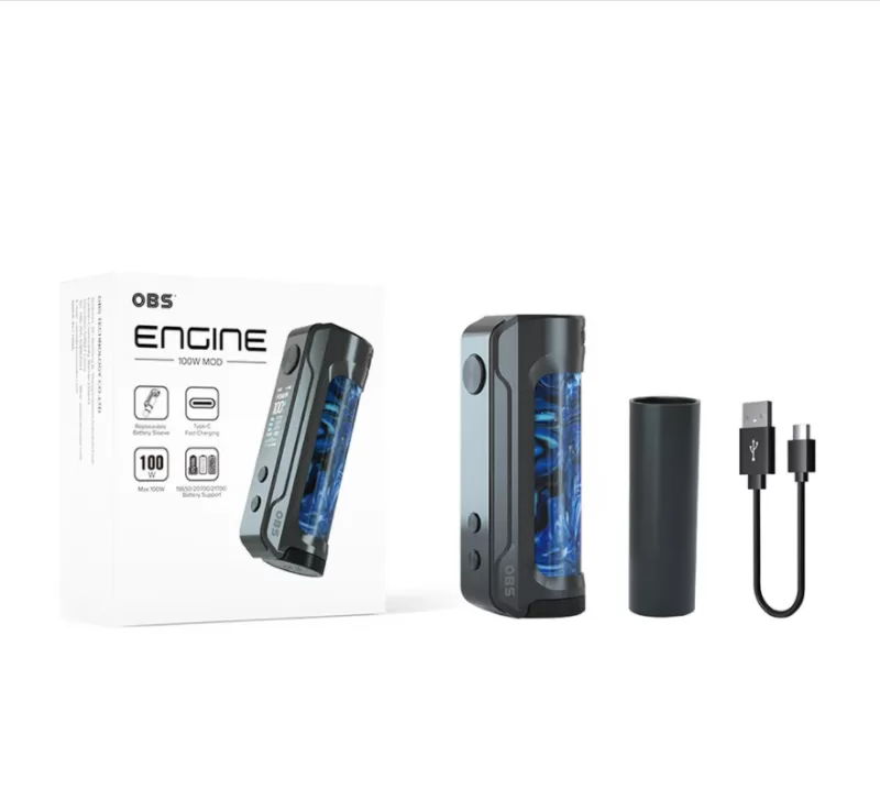 OBS ENGINE Box Mod 100W - Gunmetal Puzzle Purple - Image 3