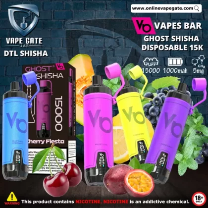 Vapes Bar Ghost Shisha Disposable Vape (15,000 PUFFS) - Gum Mint / 5 mg