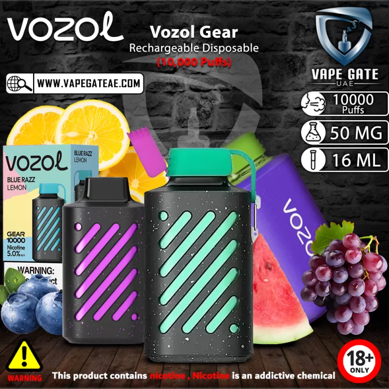 Vozol Gear Rechargeable Disposable Vape (10,000 Puffs) - Raspberry Watermelon / 50 mg
