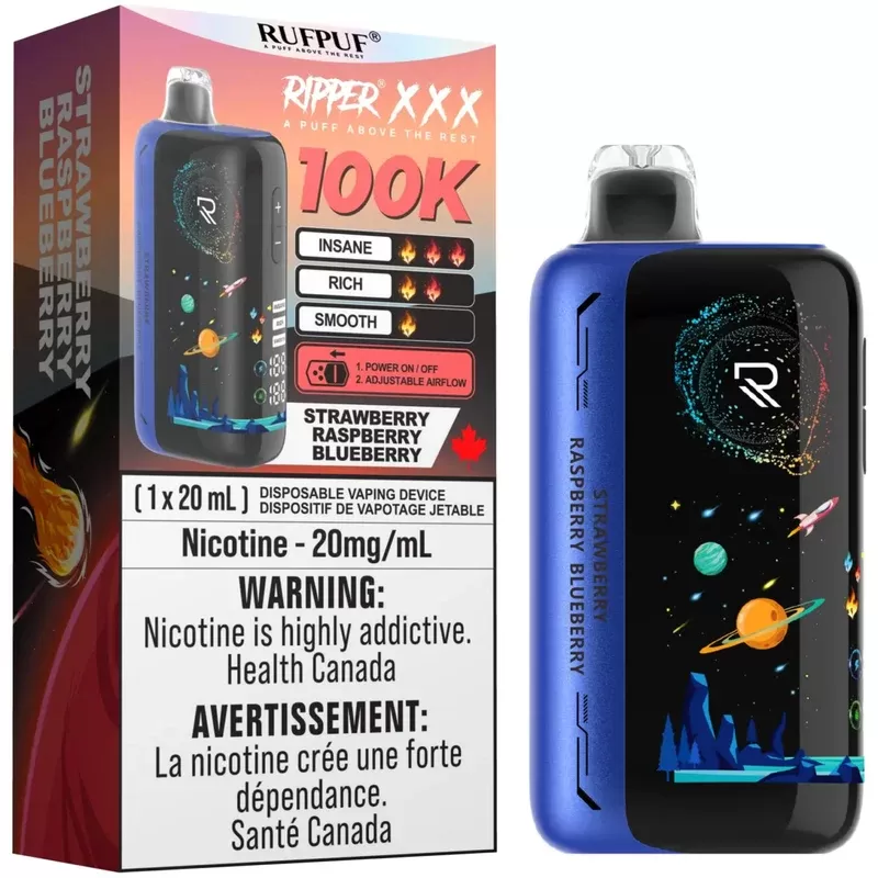 RUFPUF RIPPER XXX 100K Disposable Vape – Strawberry Raspberry Blueberry
