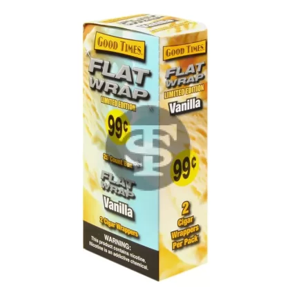 Good Times Vanilla Flat Wraps Pre Priced 25 Pouches of 2 - Vape Store