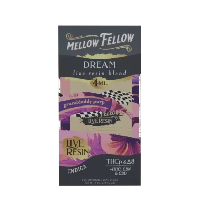Mellow Fellow Dream Blend 4ml Live Resin Disposable Vape – Granddaddy Purp (Indica)