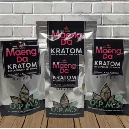 OPMS Silver Kratom Capsules | Red Vein Maeng Da