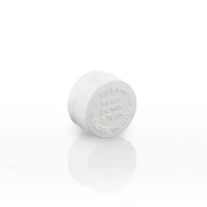 Child Resistant Plastic Caps | Push Down & Turn w/ Foam Liner | 22mm – White – 144 Count