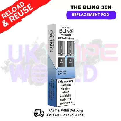 MR Blue Bling 30k REFIL PACK Ultra Plus Pods – £6.99