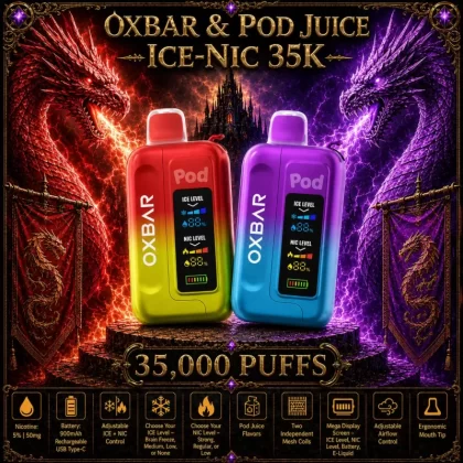 OXBAR x Pod Juice ICE-NIC 35K - Raspberry Jam (BLK Series)