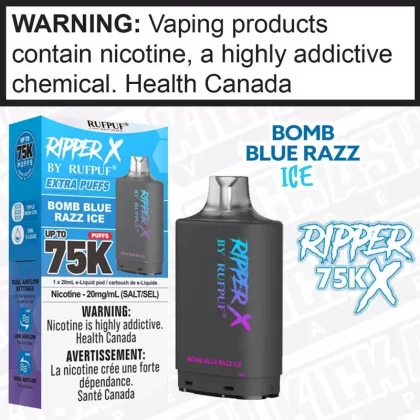 Bomb Blue Razz Ice RIPPER X 75K 20mL POD