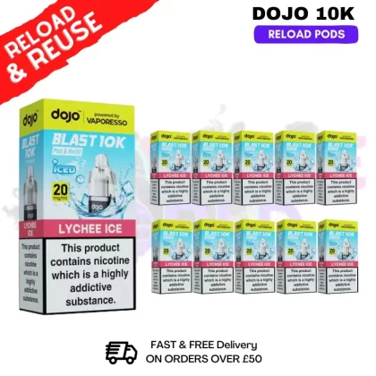 Lychee ICE Dojo Blast 10K Replacement Pods Box Of 10