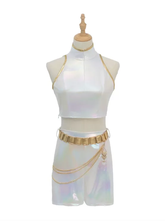 KPop Demon Hunters Rumi Cosplay Costume White Stage With Dazzling Laser Design - Image 2