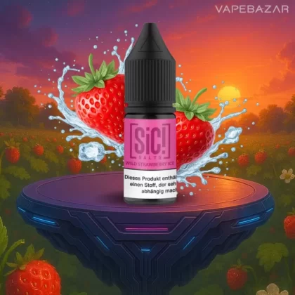 SiC! Nikotinsalz Liquid – Wild Strawberry Ice 20mg/ml Nikotin - SIC! SALTS / Erdbeere / Ice / 20mg/ml / Aromen / Propylenglykol / pflanzliches Glycerin / Glycerin / Nikotinsalz