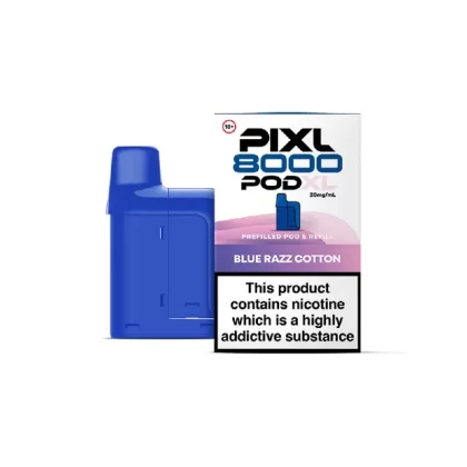 Pixl 8000 Blue Razz Cotton Refill Pods - Nicotine Strength#20mg