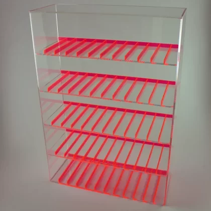 E-Juice/E-Liquid/ Lotions/ Oils Display with Fluorescent Dividers – Pink