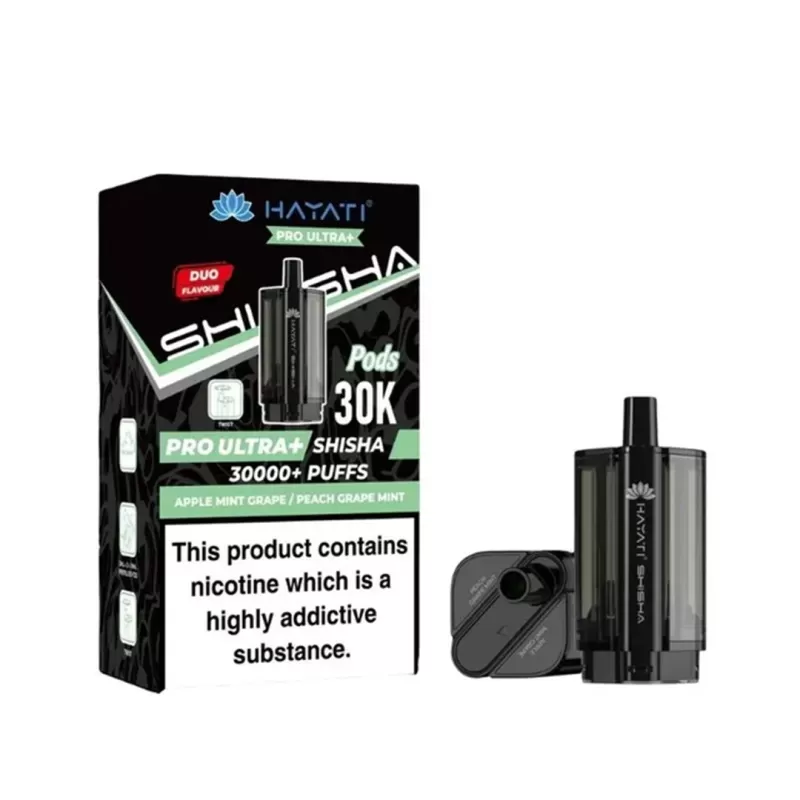 Hayati Pro Ultra Plus Shisha 30K PODS - Apple Mint Grape / Peach Grape Mint - Image 2