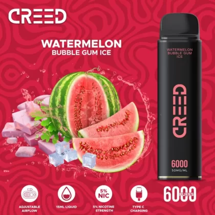 Creed Disposable Vape – Watermelon Bubblegum Ice 6000 Puffs - Vapebazaar Pk