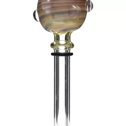 Chameleon Glass 9mm Dancer Series Glass Pull Slide Bowl - Color#Rasta>Pink>Yellow