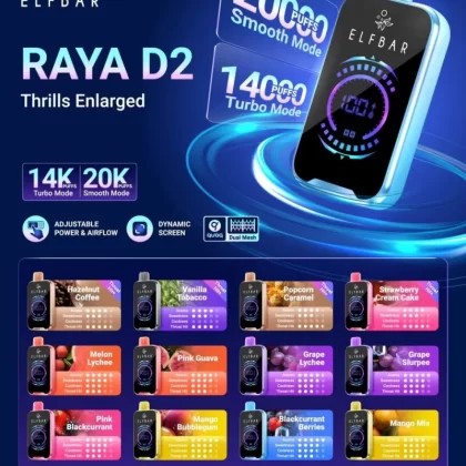 ELF BAR RAYA D2 DISPOSABLE VAPE POD 20,000 PUFFS