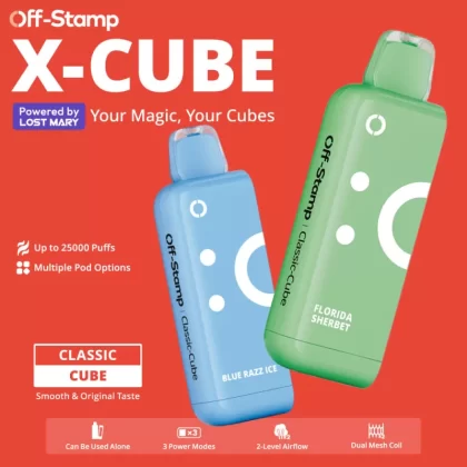 Off-Stamp X-CUBE Classic Cube 25K Disposable POD Powered By LOST MARY – 25000 Puffs - Bangin Peach
