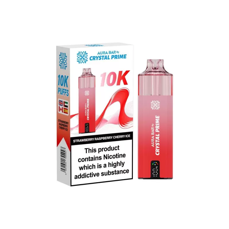 Aura Bar 10K Prefilled Pod Kit By Crystal Prime - Strawberry Raspberry Ice - Image 3