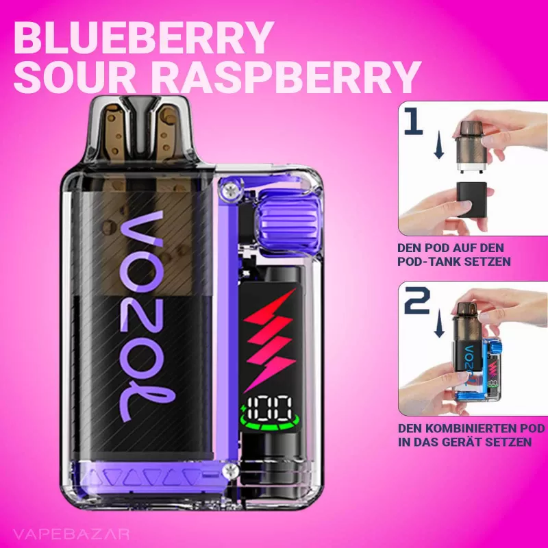 Vozol Vista Plug – Blueberry Sour Raspberry Starter Kit - Pod Kit; La Fume; 850 mAh - Image 2