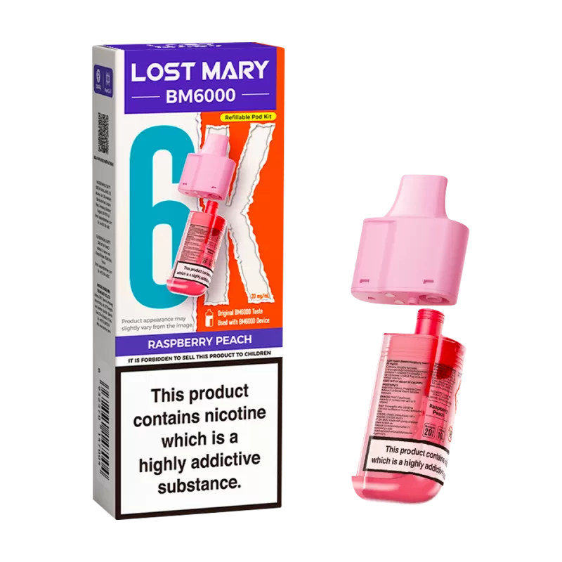 Raspberry Peach Lost Mary BM6000 Refill Pack - Ecigwizard