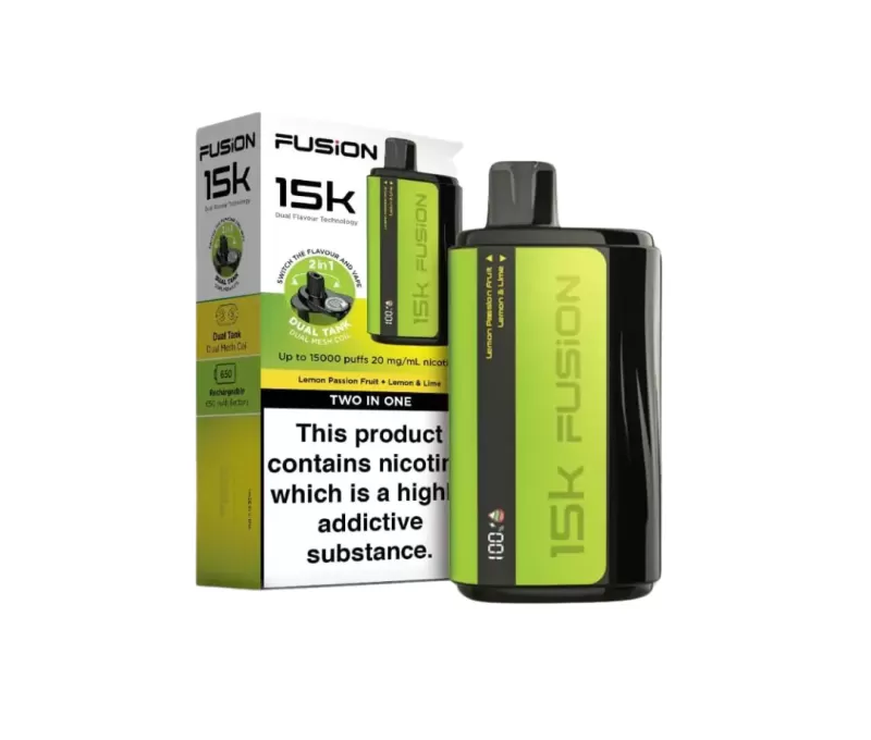 Ivg Fusion 2 in 1 Disposable Vape – Lemon Passion Fruit + Lemon Lime 20mg (15000Puffs)