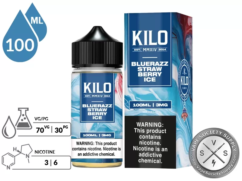 Blue Razz Strawberry Ice KILO E-Liquids 100ml - Image 2