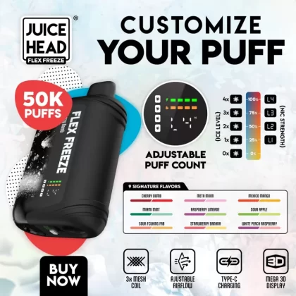 JUICE HEAD “FLEX FREEZE” 50K Puff Disposable - 50,000 Puffs - Clear