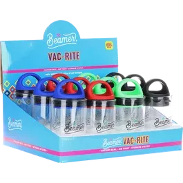 Beamer VAC-RITE Vacuum-Sealing Airtight Jar | 3.5g | Assorted Colors | 12ct Display