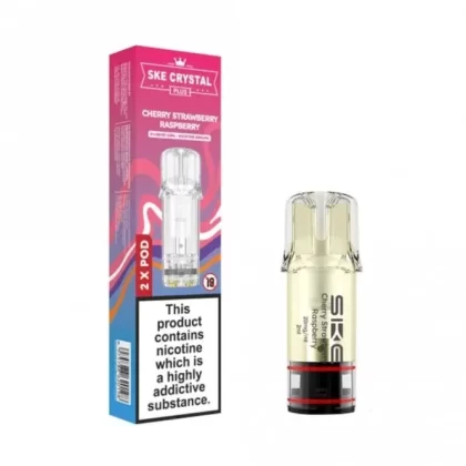 SKE Crystal Plus Cherry Strawberry Raspberry Nic Salt E Liquid Pods – Crystal Plus (2 x 2ml)