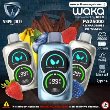 Waka PA25000 Rechargeable Disposable Vapes (25,000 Puffs) - 50 mg / Strawberry Banana