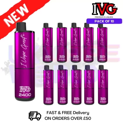 Box Of 10 – Plum Blue Razz IVG 2400 Prefilled Vape Pen Kit