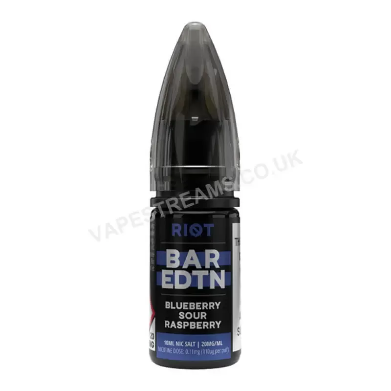 Riot BAR EDTN Blueberry Sour Raspberry Nic Salt E-Liquid - Vapestreams Co