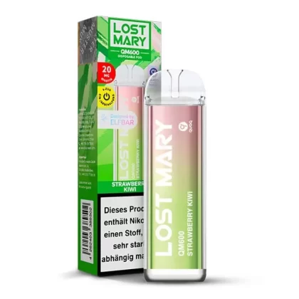 Elfbar Lost Mary QM600 – Strawberry Kiwi - Aromen / Propylenglykol / pflanzliches Glycerin / Nikotin-Benzoat / 20mg/ml / ca. 600 / 360 mAh