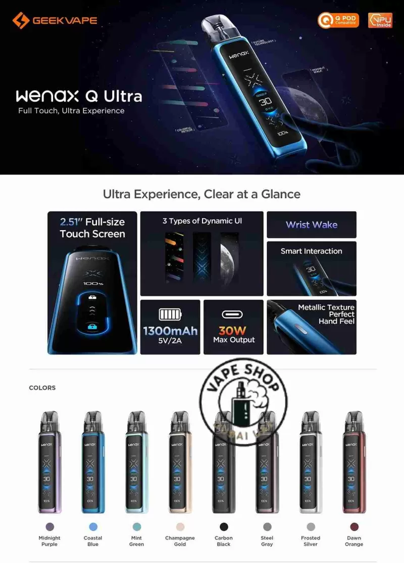 GEEKVAPE Wenax Q Ultra Pod System - Carbon Black, Champagne Gold - Image 2
