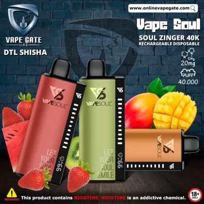 Vape Soul Zinger 40K Rechargeable Disposable Vape (40,000 Puffs) - Strawberry Mango / 20 mg