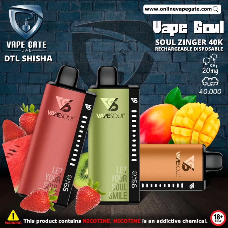 Vape Soul Zinger 40K Rechargeable Disposable Vape (40,000 Puffs) - Strawberry Mango / 20 mg
