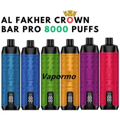 AL Fakher Crown Bar Pro 8000 Puffs Rechargeable Disposable Kit - Bluberry Bubblegum