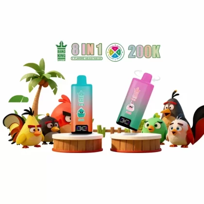 Bang King 200K 8 in 1 Flavors Disposable Vape 200,000 Puffs - Random Flavors, Blue Razz Ice & Peach Ice & Grape Ice & Mango Ice; 3-nicotine, 2-nicotine (0CAB2A)