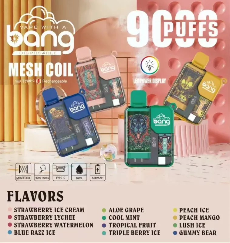 Bang 9000 Puffs | 0%-5% strength, bulk disposable vape - Aiviouvapes
