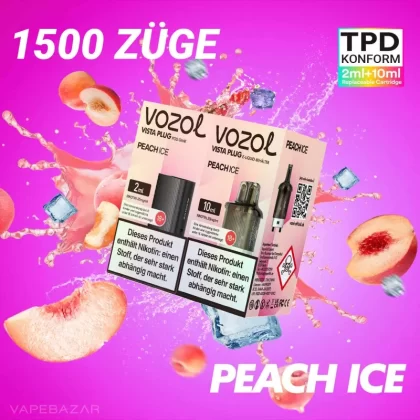Vozol Vista Plug – Peach Ice Prefilled Pod - Pod Kit; La Fume; 2ml + 10ml