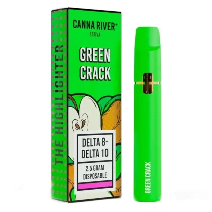 Canna River Delta 8 + Delta 10 Vape – Disposable Highlighter – Green Crack – 2.5g
