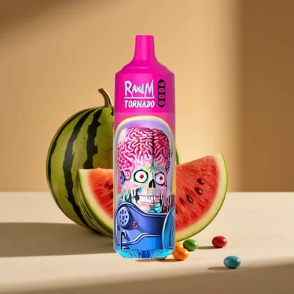 RandM Tornado 9000 Puffs Disposable Vape with Mesh Coil & RGB Display – Watermelon Skittles